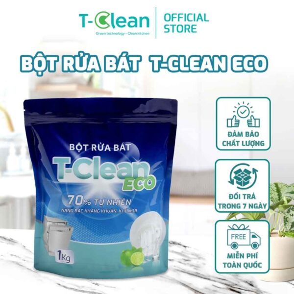 Bột Rửa Bát T-Clean Eco Túi 1kg - Bột rửa chén dùng cho máy