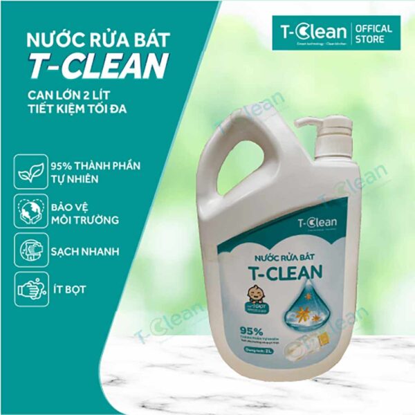 Nước Rửa Bát T-Clean Can 2 lít hương vỏ quýt