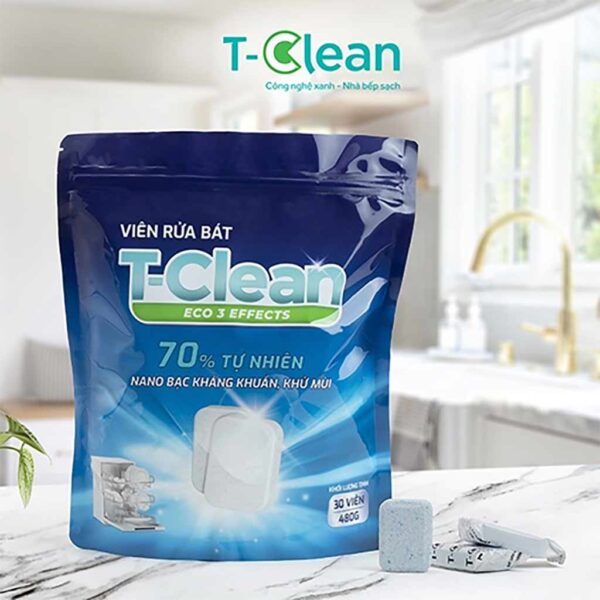 Viên Rửa Bát T-Clean Eco 3 Effects 16g Túi 30 Viên - Viên rửa chén dùng cho máy