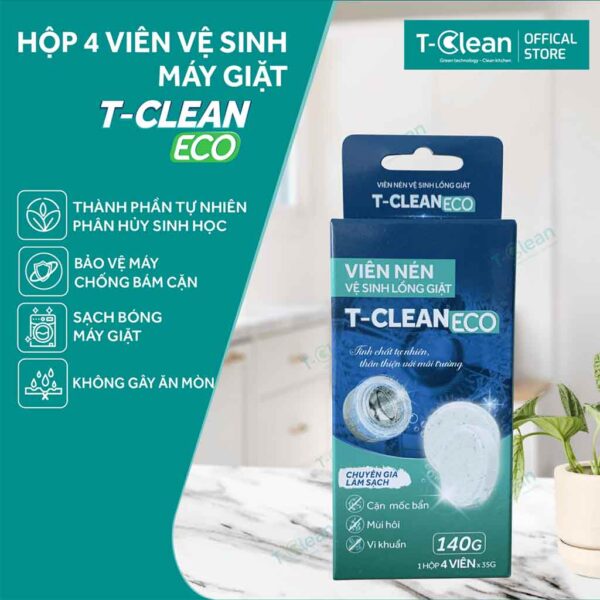 Viên Vệ Sinh Máy Giặt T-Clean Eco Hộp 4 Viên