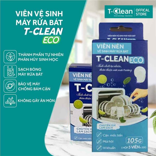 Viên Vệ Sinh Máy Rửa Bát T-Clean Eco Hộp 3 Viên